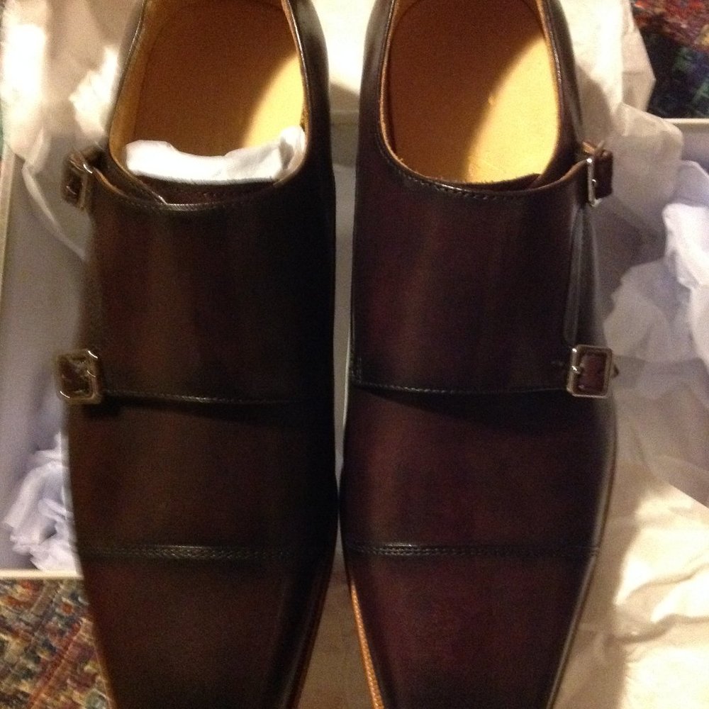 Curatore Men's Fermi Burgundy Leather Monk Strap Dress Shoes - 11 - New in Box